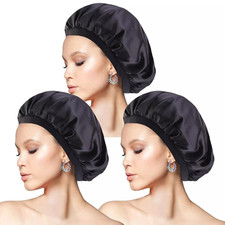 Pack of 3 silk sleeping caps, adjustable satin hair caps, silk sleep caps