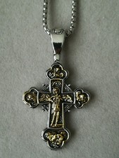 Erzengel Michael Kreuz Anhänger + Halskette Silber Gold Engel Sankt Heiliger St.