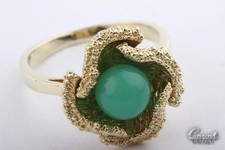 Gold Ring Chrysopras 585 er 14k Gelb Gold Gr 54 17,2mm Top! *