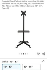 Ergosolid Standfuß mit Rollen, Verstellbar, für LCD-Fernseher 19-37 Zoll