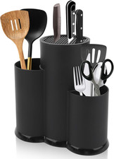 3 in 1 Messerblock Ohne Messer, Schwarz Messerblockhalter Unbestückt, Universal 