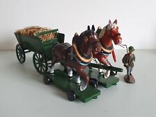 Elastolin Lineol große Zugpferde Heuwagen Bauernhof Gespann Masse Blech 35 cm