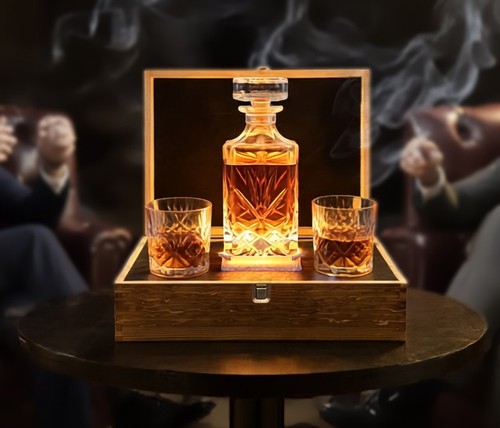Luxus light whisky dekanter - up,