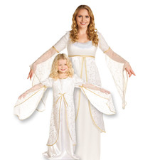 Engelkostüm Engel Kleid Damen Mädchen Kinder Karneval Weihnachten bodenlang