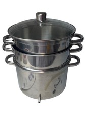 SSW Edelstahl Dampfentsafter Set Saftpresse mit Glasdeckel & Zubehör Silber