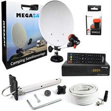 MEGASAT Camping Koffer SAT Anlage Schüssel + HD Receiver + LNB + Kabel + Saugfuß