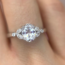 Damen Verlobungsringe 18 Karat Weißgold IGI Oval 1,50 kt Laborgrown Diamant 7