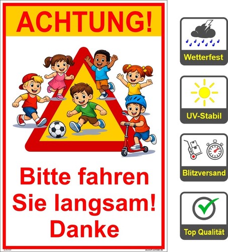 Schild achtung spielende - schild,,