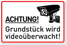 Videoüberwachung Schild 30 x 20 cm Aluminium mit Bohrlöchern 24 Stunden