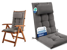 Beautissu Sun-HL Premium Hochlehner Auflage mit Kopfpolster Gartenstuhlauflage