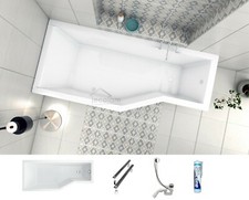 raumsparende Badewanne Wanne Raumspar Eckbadewanne Rechteck Ablauf 150x75 links