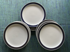 12x1 Essteller Hutschenreuther Porzellan weiß-blau-ocker, 60/70er Jahre? vintage