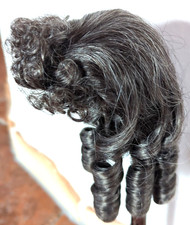 Puppenperücke, 24cm Kopfumfang, schwarzgrau mit Schillerlocken Neu