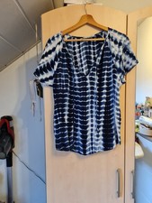 Blau Weißes Batik Tshirt Gr. XL
