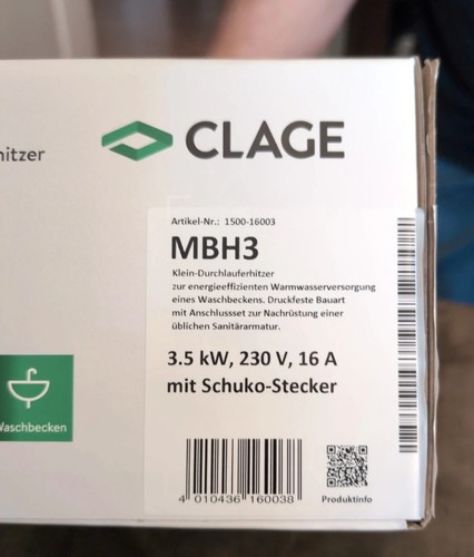 Clage mbh3 durchlauferhitzer - clage,