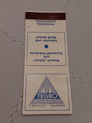 Streichholzheftchen tegro - streichholzheftchen,,