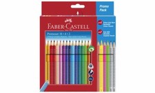FABER-CASTELL Dreikant 18 Buntstifte Colour GRIP Promo + Bleistifte + Neonstifte