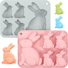 2er Set Silikonformen für Ostern: Osterhasen-Backform, Silikonform Hase