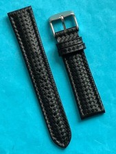 Eichmüller Lederband Carbonlook  20 mm schwarz mit schwarzer Naht Uhrband