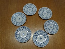 Jäger Porzellan Indisch Blau Strohblume SAKS 6 Unterteller Teller 13,8cm DDR  -G