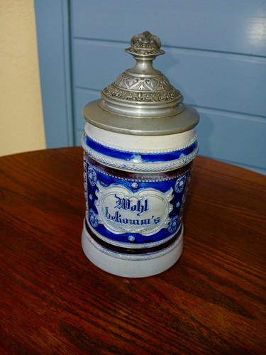 Steingut bierkrug blau mit - steingut,