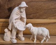 Krippenfigur Kostner Krippe Natur Hirte mit Schaf 12cm - Holz geschnitzt Neu
