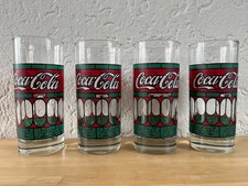 4St. Coca Cola Gläser Glas 0,3 L Vintage Retro 80er Tiffany Stil Sammeln