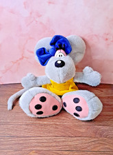 Depesche DIDDL graue Diddlina Maus gelbes Kleid & blaue Schleife VINTAGE 90er