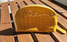 Echtes Italienisches Lackleder in SONNENGELB-KOSMETIKTASCHE-