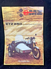 DDR MZ Zschopau Reklame ETZ 250 mit Superelastik Seitenwagen - A4 Blatt / JO