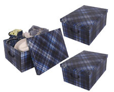 3er XXL Deko Karton Geschenkkarton Karton Box Schachtel Geschenkpapier Kariert