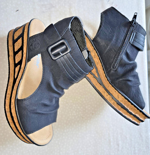 Rieker keilsandalette schwarz - rieker,
