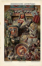 Amerika Indianer 8 Dokumente Karten Kultur Klima Originale von 1889 xz & Text M5