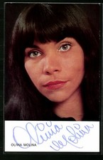 Ansichtskarte Musikerin Olivia Molina mit Ponyfrisur, Autogramm 