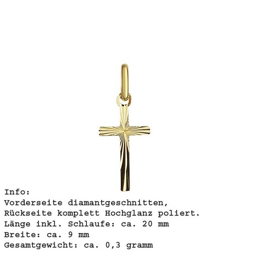 Gold 585 kreuz anhänger - 585, |