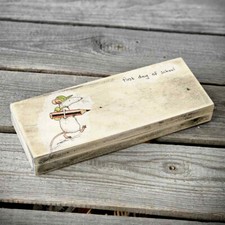 Vintage Holz-Federkästchen Federmäppchen Federmappe Griffelkasten Handarbeit