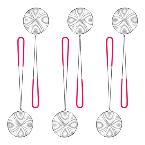 Fonduesieb 7cm rot silber - , 6