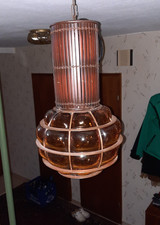 Bar Hobbyraum Ausstattung Retro Schiff? Hängelampe Metall Messing Glas 39cm hoch