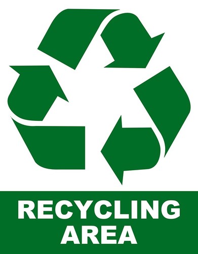Recyclingbereich hinweisschild - recyclingbereich,