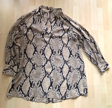 Bluse in Schlangenhaut Muster, Braun, Beige Naturweis, 40/42