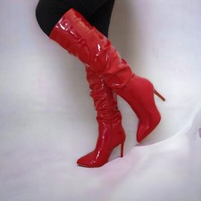 Sexy High Heel Heels Stiefel Stiefelette Reißverschluß Stiletto Lack Rot 40