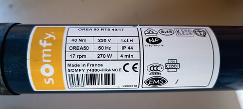 Somfy orea rts rohrmotor - orea, 40/17