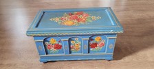 Holztruhe, Bemalt, Blau 