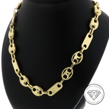 Wert 7.750,- Glanzvolle Bohnen Plättchen Kette 64,5 cm 585 / 14 Kt Gold XXYY