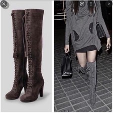 NEU 498 £ Vintage Y2K ALLSAINTS Stepney Schnürstiefel Overknee 6 Wildleder Boho sexy