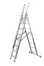 Alu-Stehleiter 3x8-stufig, 221x41x17 cm (Vielzweckleiter Leiter Stehleiter)