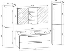 5-tlg. Doppel Waschplatz Zwei Waschtisch Budasi SP