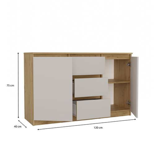 Kommode 120 2 türen 3 - cm,