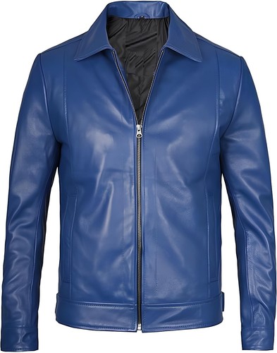 Lederjacke herren blau bomber - lederjacke,