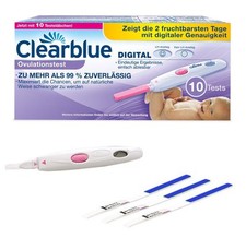 Clearblue Digital Ovulationstest - 10 Stück Teststäbchen Pack + 5 Markentests